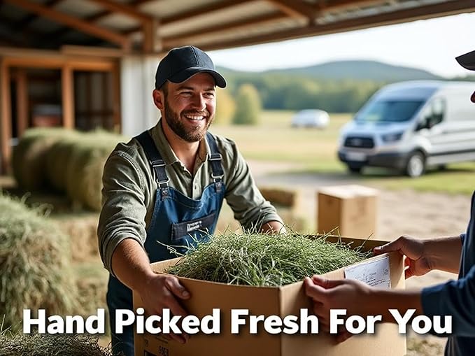 Blue Mountain Hay | Fresh 2nd Cutting Timothy Grass Hay (10 Pounds) | Soft & Leafy, Balanced Nutrition | High-Altitude Hay Pet Food for Adult Rabbits, Guinea Pigs, Chinchillas, and Other Small Pets-PawvioPets