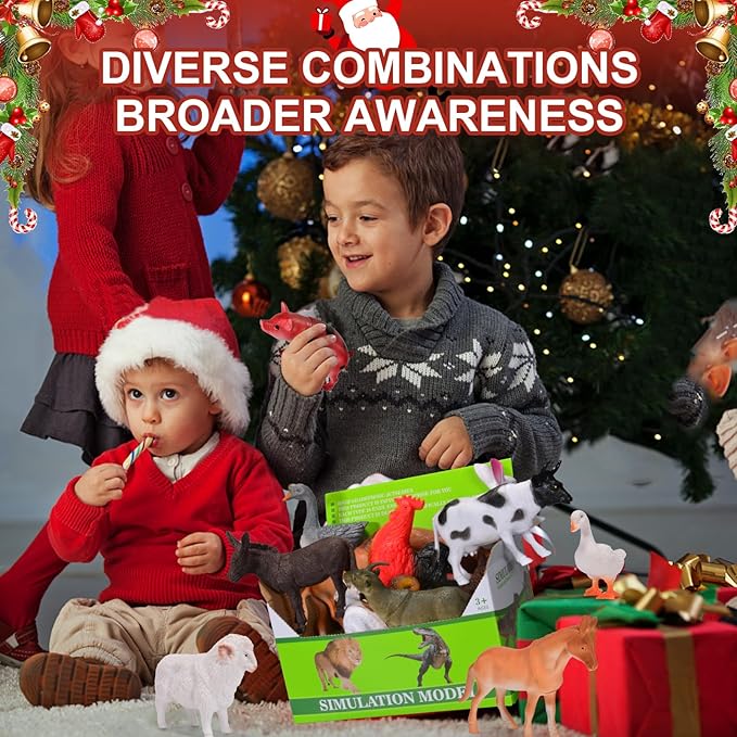 12 Pack Large Farm Animals Toys for Kids 3-5 Year Old Toddlers 1-3 Realistic Plastic Farm Animal Figures Playset Animal Poultry for Learning-PawvioPets