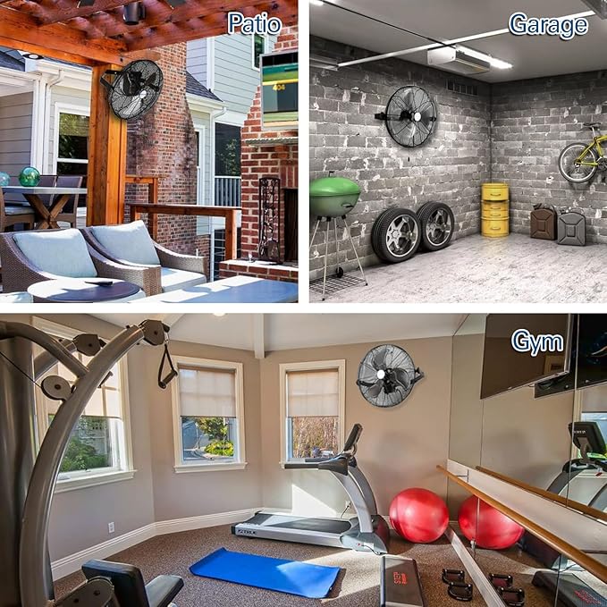 BILT HARD 4600 CFM 20 in. Industrial Wall Mount Fan, 3-Speeds High Velocity Wall Fan with Sealed Motor, Heavy Duty Metal Barn Fans for Garage, Commercial, Greenhouse, Warehouse & Shop Use-PawvioPets