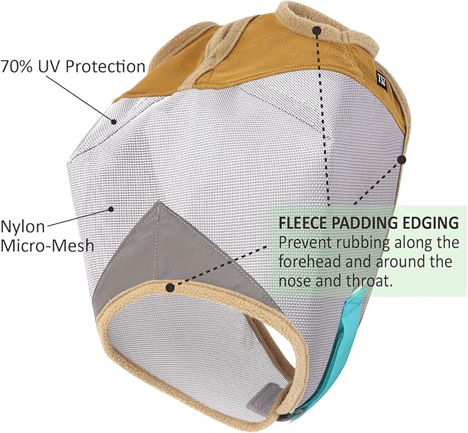 Fly Masks for Horses, 70% Uv-Block, Breathable Fly Mask for Equines, Durable, Comfortable Fit for All-Day Protection, Horse Size (Horse Fly Mask, Standard)-PawvioPets