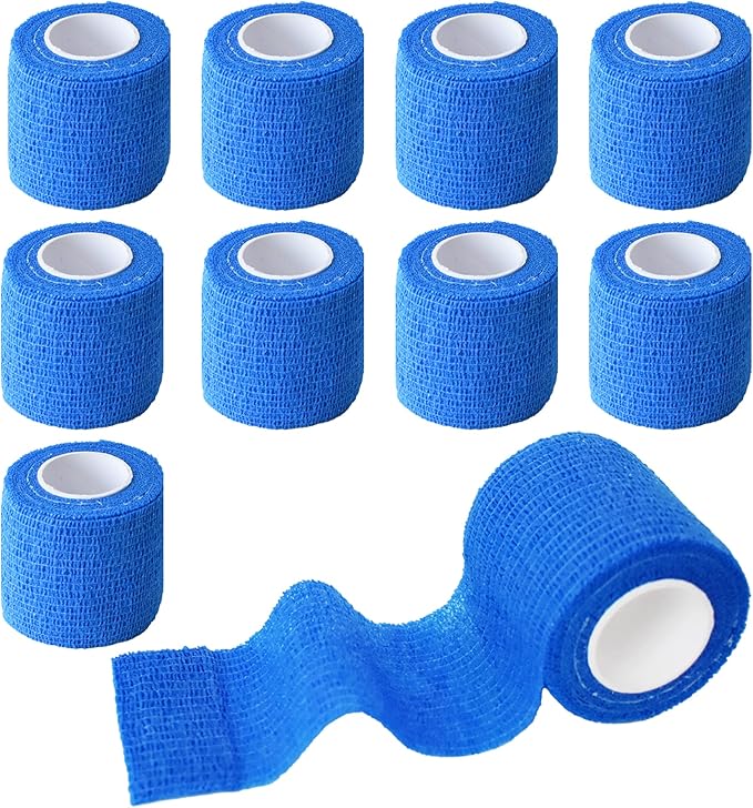 9 Pack 2" x 5 Yards Self Adhesive Bandage Wrap Self Stick Wrap for Ankle, Wrist, Finger, Sports, Breathable Cohesive Vet Tape for Pets (Dark Blue)-PawvioPets