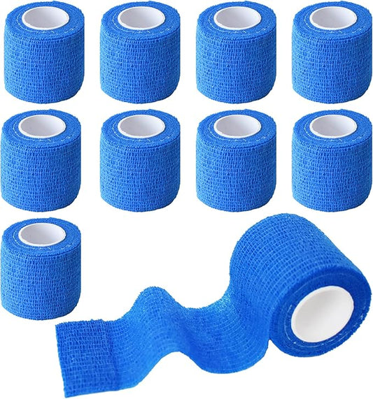 9 Pack 2" x 5 Yards Self Adhesive Bandage Wrap Self Stick Wrap for Ankle, Wrist, Finger, Sports, Breathable Cohesive Vet Tape for Pets (Dark Blue)-PawvioPets