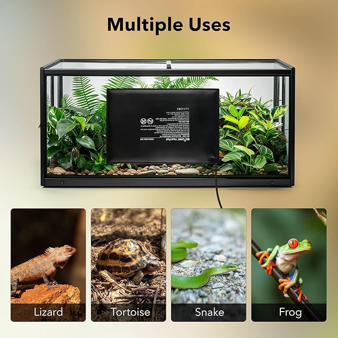 BN-LINK Durable Reptile Heating Pad 8" X 12" with Digital Thermostat Under Tank Heater Terrarium Warmer Combo Set for Turtles, Lizards, Frogs, and Other Reptiles-PawvioPets