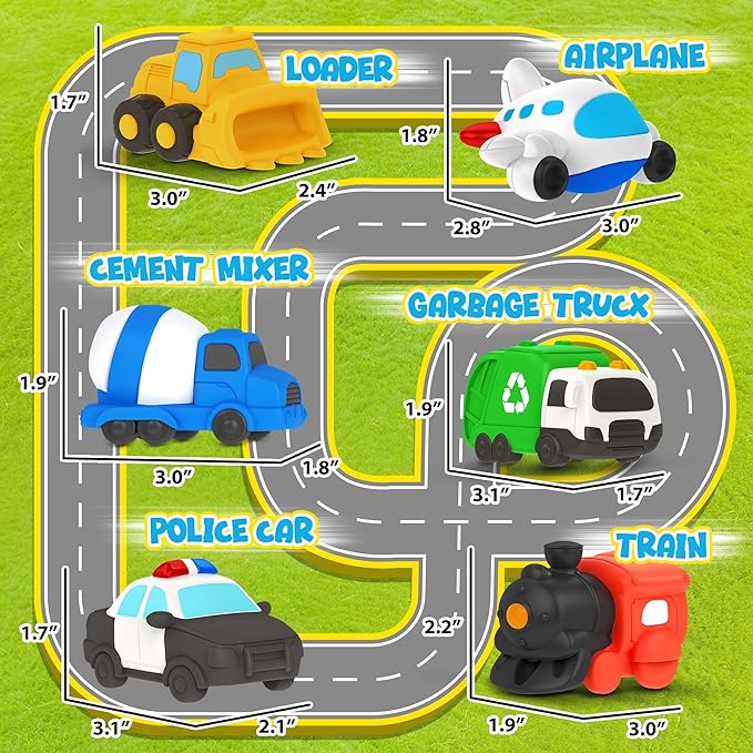 6 PCS Vehicle Floating Bath Toys Mold Free Infant Bath Tub Toys for 12 Months - No Hole Bathtub Toys for Toddlers 1-3 Water Pool Toys for Baby Toddler Ages 1+-PawvioPets