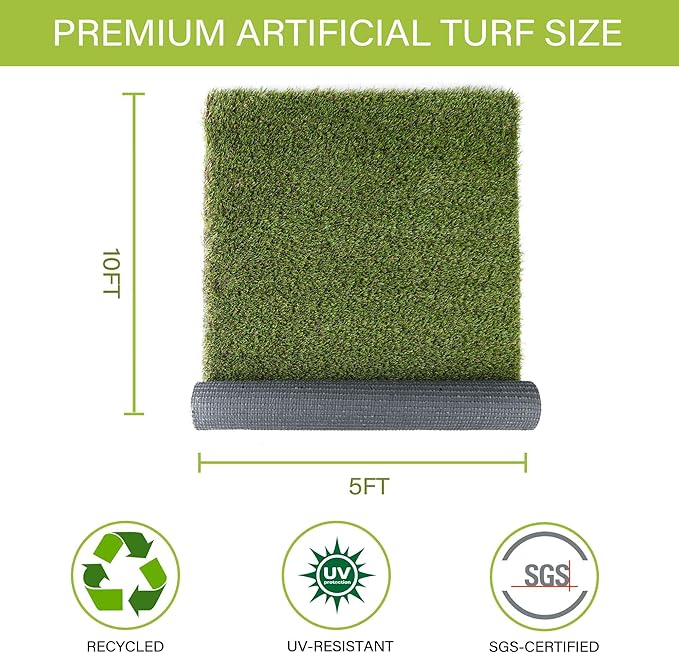 Dog Grass Pads 5 x 10 FT in Artificial Grass Pee Pads for Dogs Potty Fake Grass Rug Turf Mat for Dogs Training Indoor Outdoor Garden Lawn Artificial Grass Rug-PawvioPets