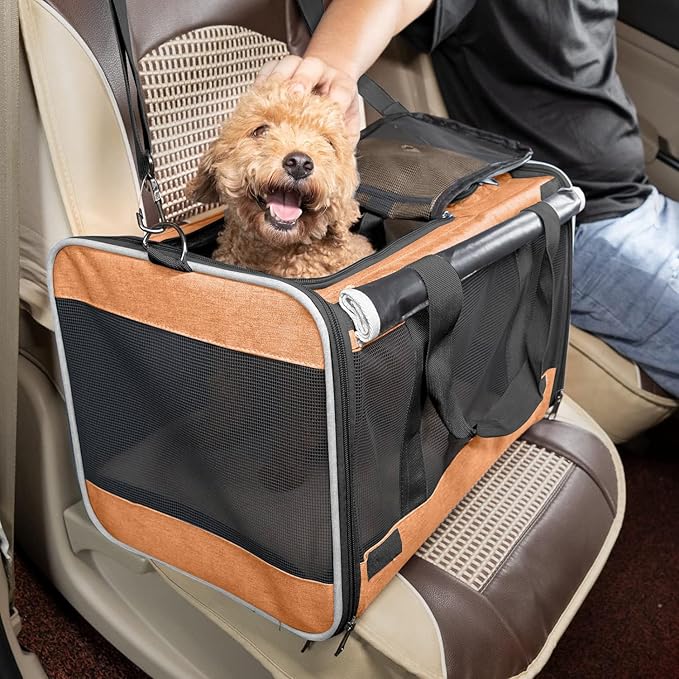 Dog Carry Bag for Puppy Pet Soft-Shell Portable Kennel Crate for 0-15 lbs Foldable Pomeranian Travel Cage Tea Cup Yorkie Carrier Purse Indoor Carrying Case Cat Supply Melon Tiny Dog Melon-PawvioPets