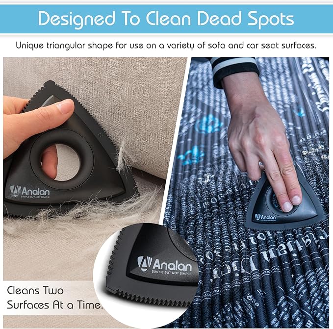 Analan Mini Pet Hair Remover for Car Detailing Supplies, Carpet Dog Hair Remover for Car Interior, Triangle Dog Hair Remover for Auto Detailing, Couch, Furniture, Lint, Carpet (Jet Black)-PawvioPets