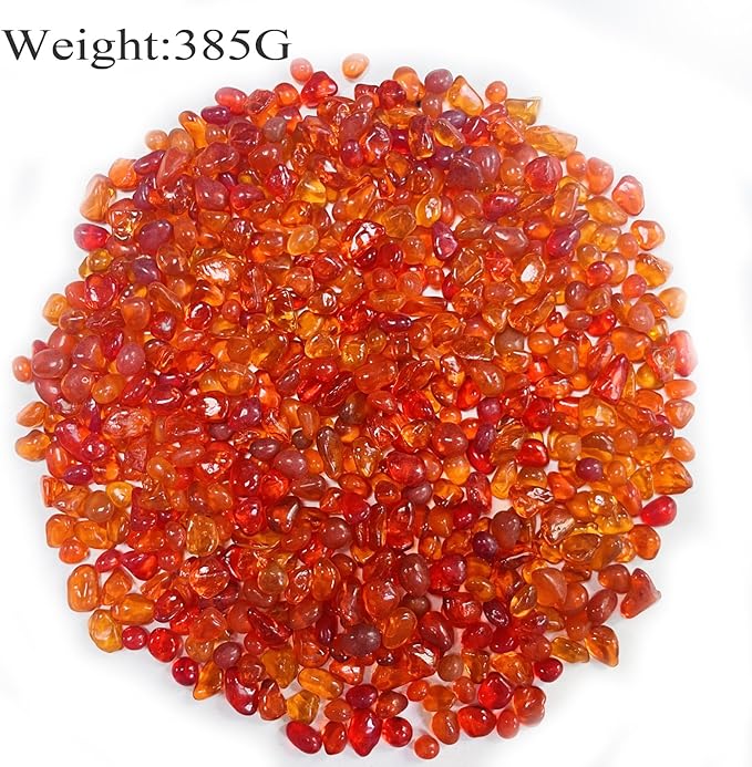 Glass Stones, 0.85LB/385g Orange Red Aquarium Gravel Rocks, Orange Red Pebbles for Fish Tank, Sea Glass for Vase Filler Craft-PawvioPets
