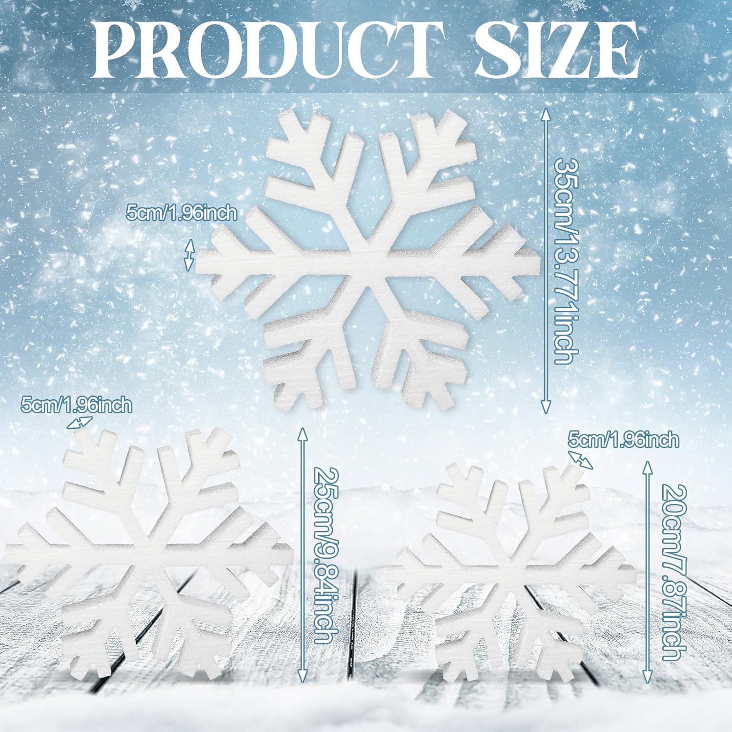 Thyle 3 Pcs Foam Snowflake Table Decor 3D Christmas Tabletop Signs Winter Decorations White Snowflake Centerpiece for Christmas Xmas Party Decor