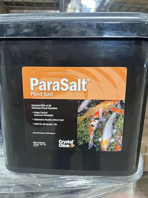 CrystalClear ParaSalt Outdoor Pond & Water Garden Rock Salt Crystals, Fish Parasite Control, Beneficial Stress Reducing & Slime Coat Treatment, Natural Aquatic Additive, Koi, Plants & Pet Safe, 20 lbs-PawvioPets