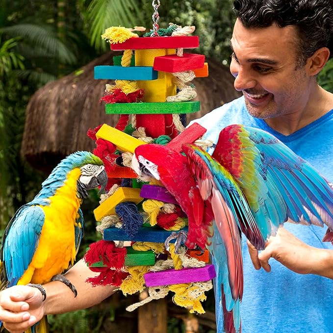 Extra Large Bird Parrot Toys for Macaws, African Grey, Amazon Parrots Bird Gifts-PawvioPets