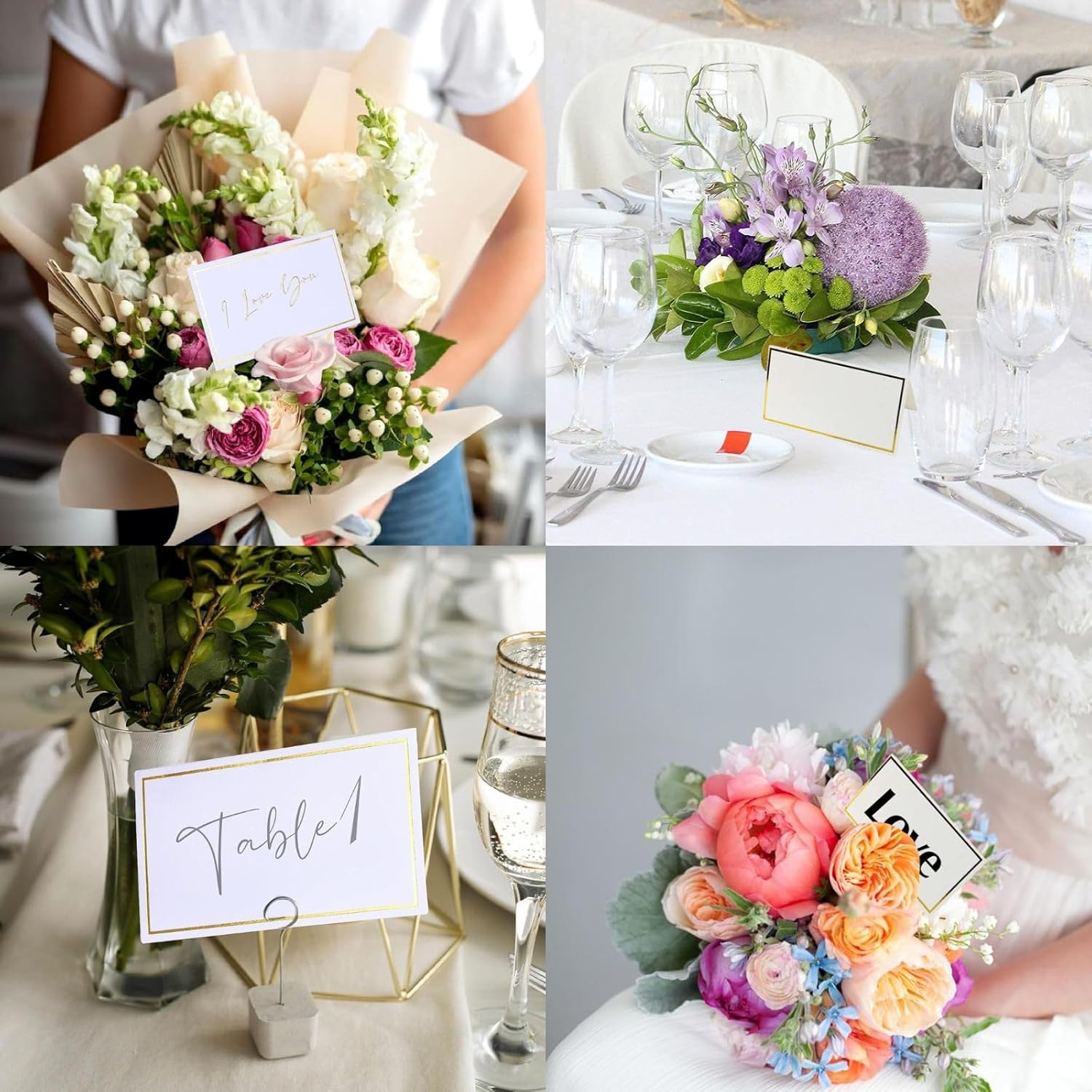 50Pcs Table Place Cards Wedding Name Cards with Gold Foil Border White Blank Small Tent Card for Table Setting Wedding Birthday Dinner Party (Gold)