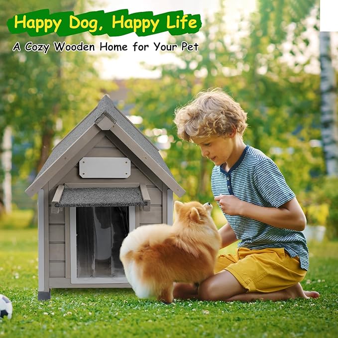 Dog House Outdoor Indoor Waterproof for Small Dog with Anti-Chewing Iron Frame, Raised Feet, Weatherproof Doghouse Kennel Puppy Shelter with Removable Floors(18" L*28.5" W*24" H)-PawvioPets