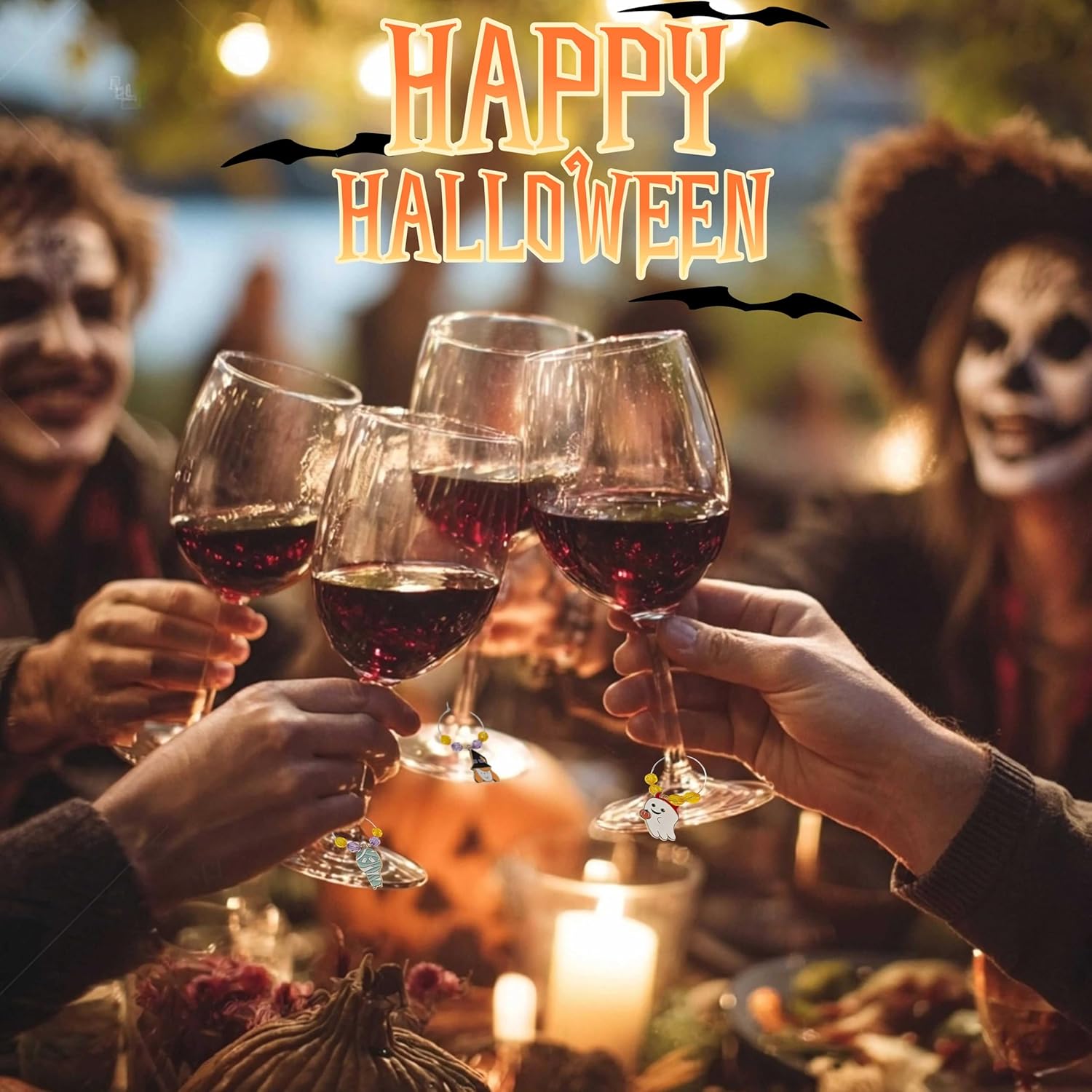 50 Sets Wine Glass Charms, Wine Charms for Stem Glasses, DIY Reusable Drink Markers for Weddings & Bachelorette with Alphabet Beads