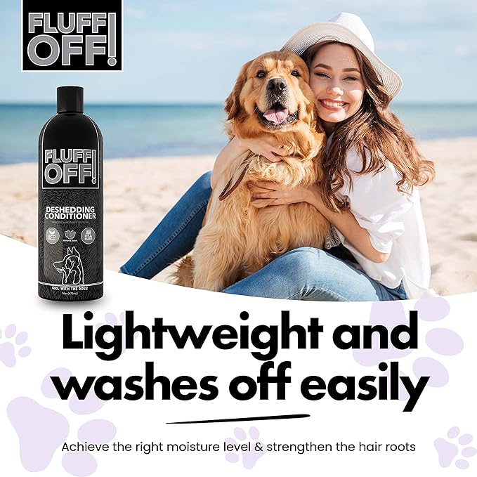 Fluff Off! by Girl With The Dogs, Natural Deshedding Dog/Cat Conditioner, 16 Oz, Made in USA 8 Wks+-PawvioPets