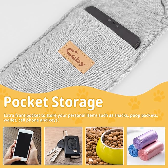 CUBY Dog and Cat Sling Carrier, Hands Free Reversible Pet Papoose Bag, Soft Pouch Adjustable, Suitable for Puppy Cats for Outdoor Travel (Grey, M-Adjustable Strap)-PawvioPets