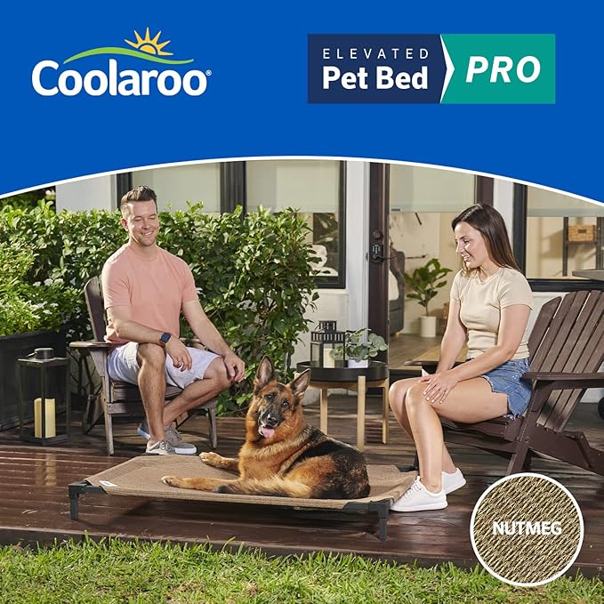 Coolaroo Pro Elevated Dog Bed - Low-Profile Access, Moisture-Resistant Cover, Breathable Fabric & Tool-Free Setup, Nutmeg, Standard-PawvioPets