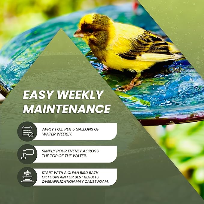 16oz Bird Bath Cleaner, Cleans 80 Gallons of Water, Ideal Fountain Cleaner Safe for Birds, Bird Bath Fountains Clarifier, Liquid Birdbath and Fountain Maintenance, Promotes Clean & Clear Water-PawvioPets