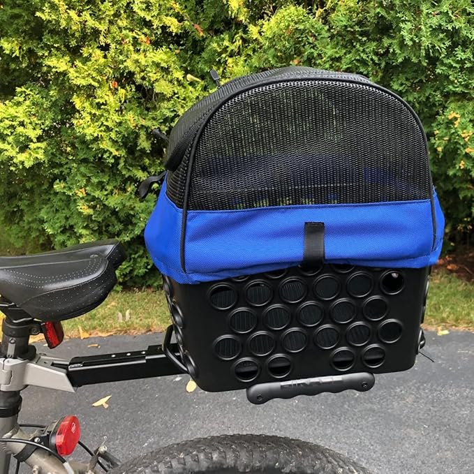 BiKASE Durable Dog Bike Basket & Carrier, Rear Mount Pet Basket for Bikes with Super Comfort Mat and Cover, Ideal for Small Dogs and Cats up to 12 lbs-PawvioPets