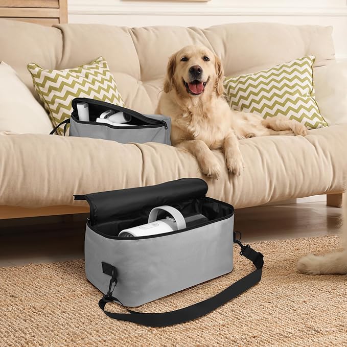Beautyflier Pet Grooming Supplies Organizer, Protective Tote Bag Case for Pet Grooming Kit & Vacuum Suction Dogs Cats Hair, Travel Pouch Bag for Pet Dog Grooming Vacuum Kit, Bag Only (Gray)-PawvioPets