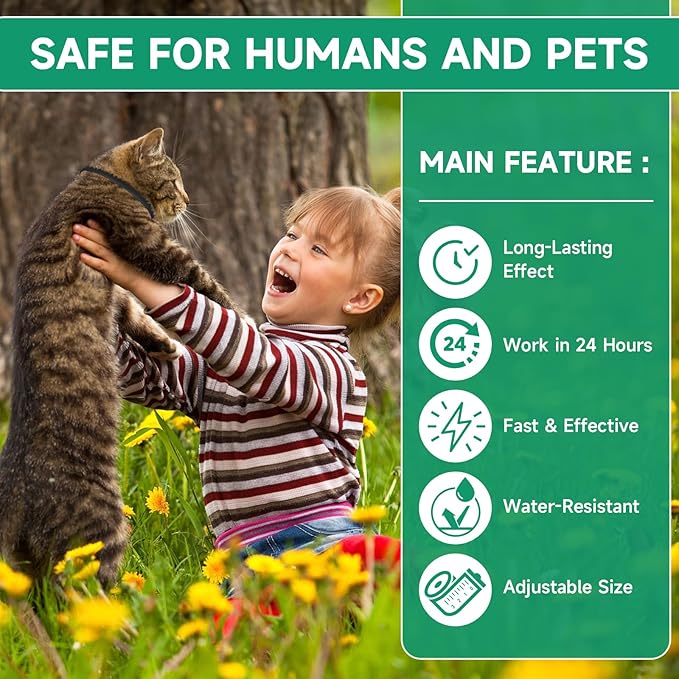 4 Pack Flea Collar for Cats, Cat Flea and Tick Treatment, 8 Months Protection Flea and Tick Prevention for Cats, Waterproof Cat Flea Collar, Adjustable Cat Flea and Tick Collar for Cats Kittens, Black-PawvioPets
