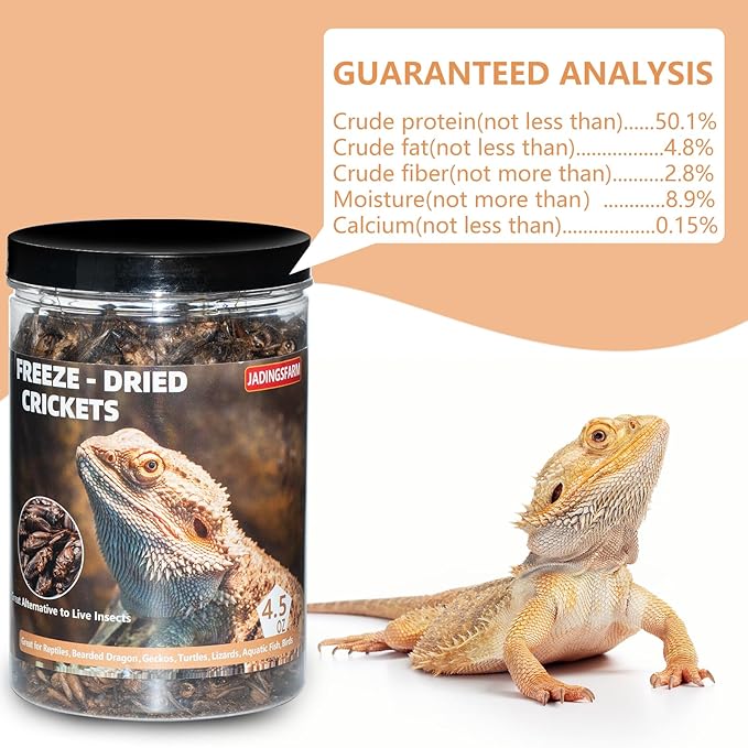 Freeze Dried Crickets – 4.5 Oz High Protein Freeze Dried Crickets, Food for Reptiles, Bearded Dragons, Lizards, Geckos, Birds, Fish,Hedgehogs, Bearded Dragon Food-PawvioPets