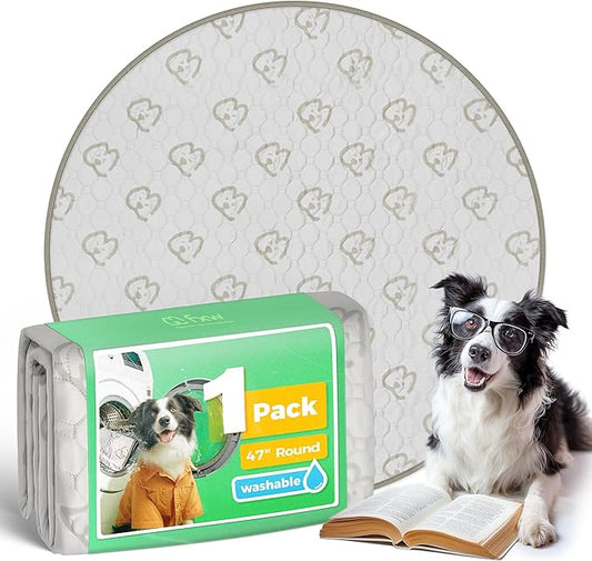 FXW Washable Pee Pads for Dogs, Puppy Pads with Super Absorbent, Specifically Designed for Whelping Box, 47" Round, Khaki, 1 Pack-PawvioPets