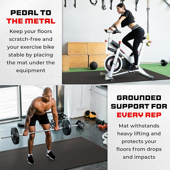 8FT x 4FT Extra Large Exercise Mat - PVC Floor Workout Mat with Carry Bag, Cleaning Cloth - Non slip Thick Workout Mats for Home Gym Flooring, Fitness Training Mat for Weights Pilates Cardio-PawvioPets