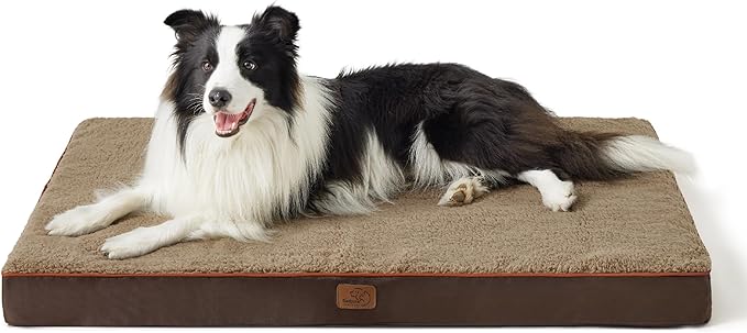 Bedsure XL Dog Beds Large Sized Dog -Orthopedic Flat Extra Large Pet Beds with Removable Washable Cover, Egg Crate Foam Mat, Suitable for Pet Up to 100 lbs-PawvioPets