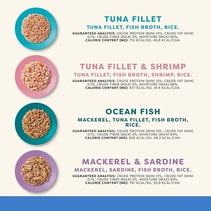 Applaws Natural Wet Canned Cat Food, Made with Limited and Natural Ingredients, Real Protein with No Artificial Additives, Fish Selection Variety Pack in Broth (24 x 2.47oz Cans)-PawvioPets