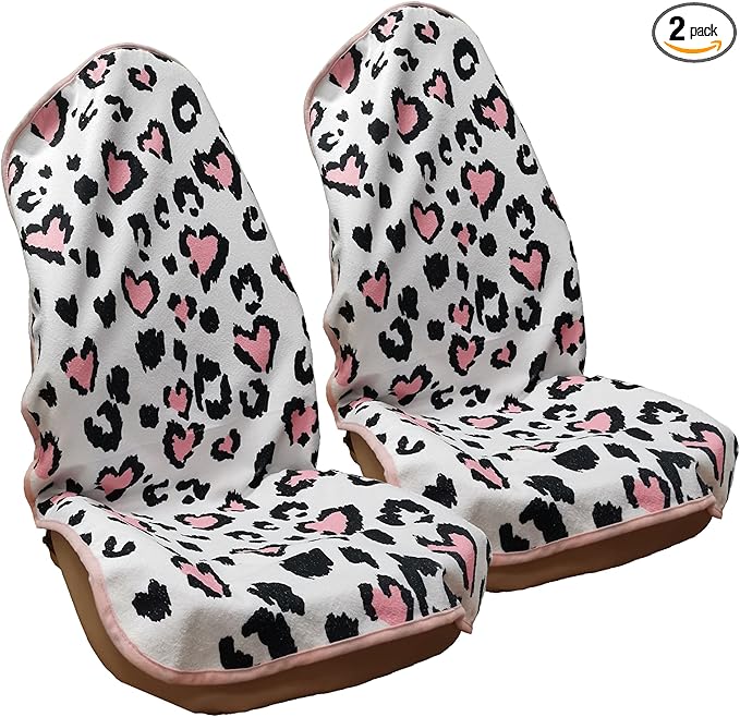 Car Seat Cover Protector Front Seats,for Gym Workout,Running,Swimming,Beach and Hiking,Waterproof Sweat Towel Bucket Seat Covers for Cars SUV Trucks (Leopard Print, 2Pcs)-PawvioPets