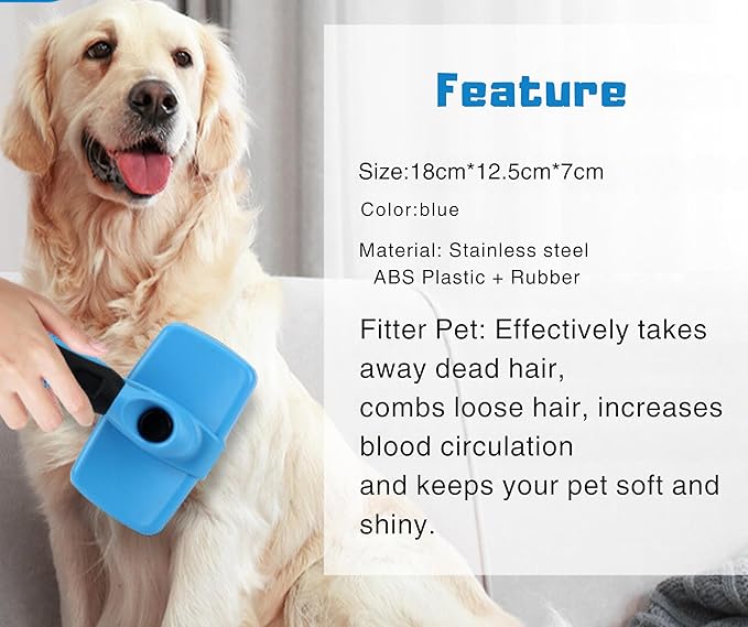 3-in 1 Dog & Cat Grooming Supplies- Self-cleaning Slicker Brush, Deshedding Rake Comb, And Finger Toothbrush For Dogs & Cats | Perfect For Pet Grooming Kit, Dematting And Dental Tool (blue)-PawvioPets