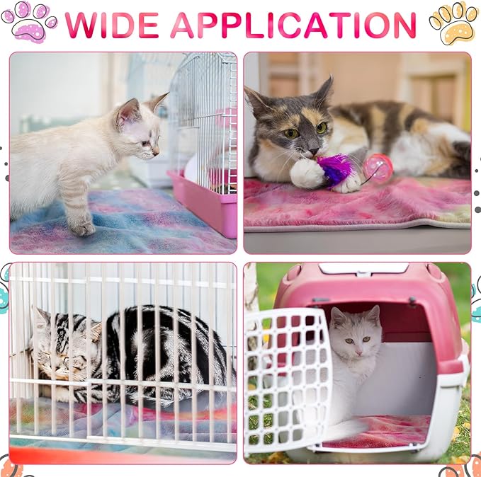 4 Pcs Waterproof Guinea Pig Blankets Washable Small Animal Fleece Bedding Absorbent Guinea Pig Cage Liners Reusable Pet Pee Pad Sleep Mat Pad Cover for Hamster Ferret (Tie Dye Pattern,24 x 16 Inch)-PawvioPets