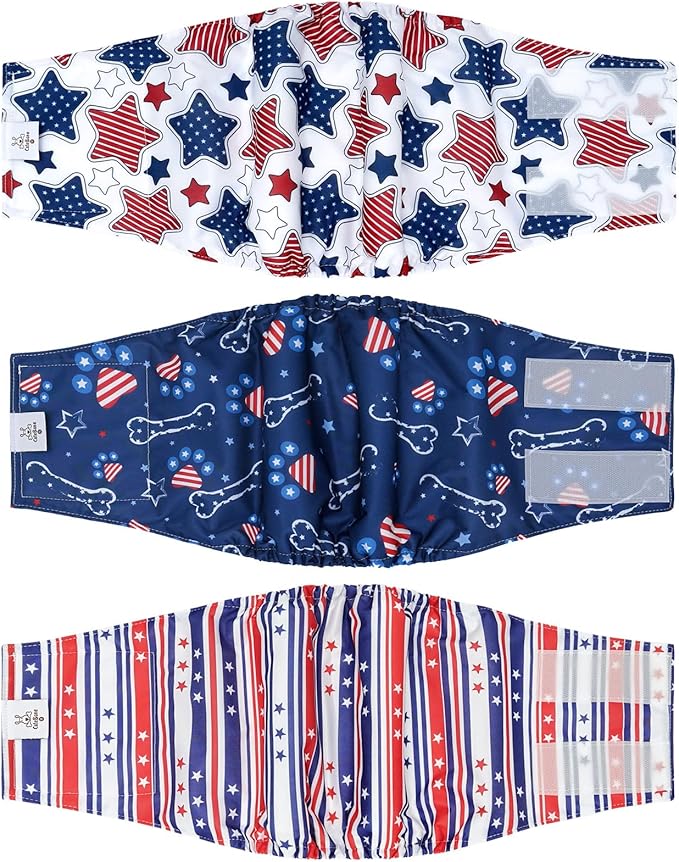 CuteBone Dog Diapers Male Belly Bands 3 Pack for Male Dogs Reusable Puppy Wraps DM66XS-PawvioPets