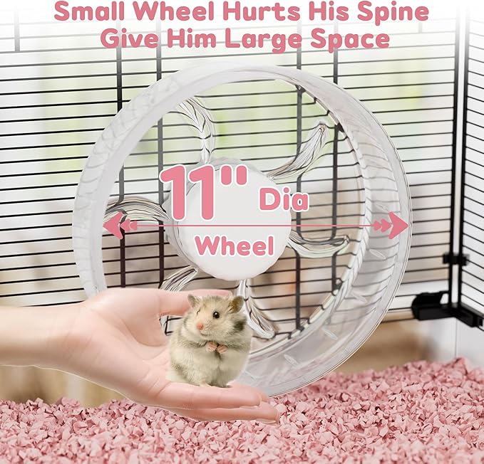 3-Tier Glass Hamster Tank, Large Hamster Cage Habitat with 11inch Big Running Wheel for Rat, Mouse, Gerbil, Syrian Hamster, 590 SQ INCHES-PawvioPets