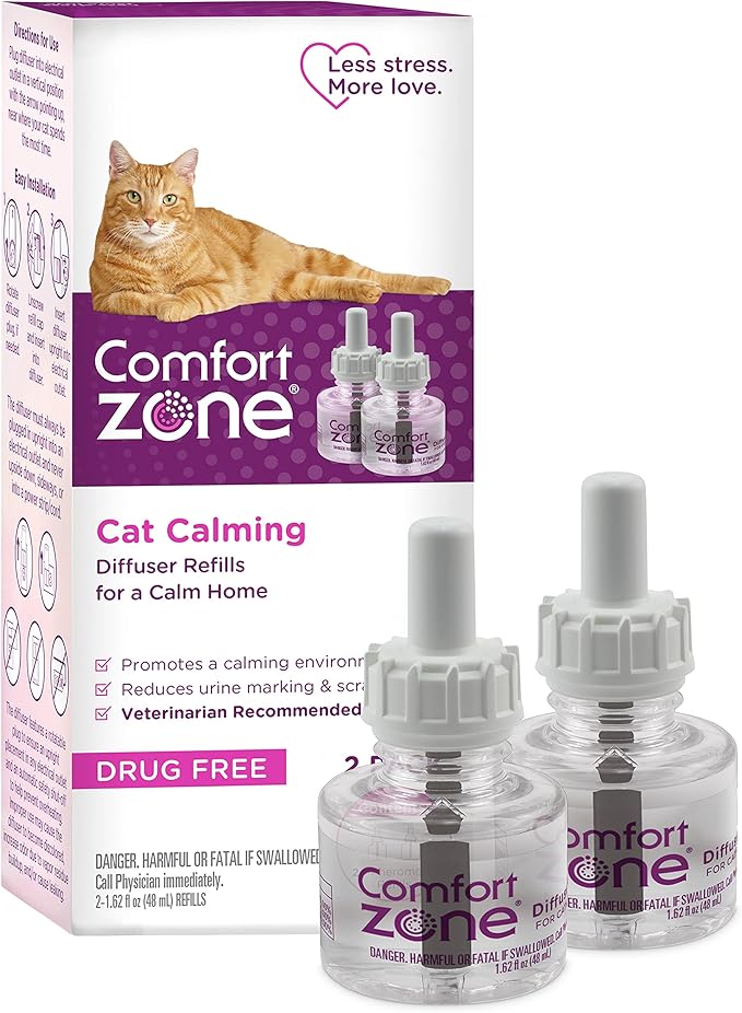 Comfort Zone 2 Pack Cat Calming Diffuser Refills; 30-day Refills; Pheromones Help Cat Anxiety-PawvioPets