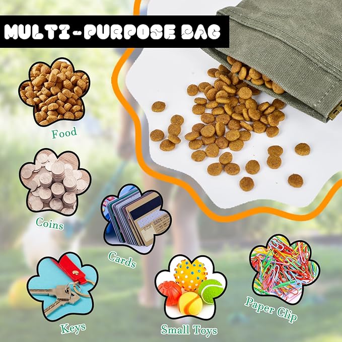 CONLI Dog Treat Pouch Portable Treat Pouches for Pet Training, Dog Training Treat Pouch with Carabiner, Auto Closing Pet Feed Snack Reward Pocket for Pet Travel or Outdoor Use-PawvioPets