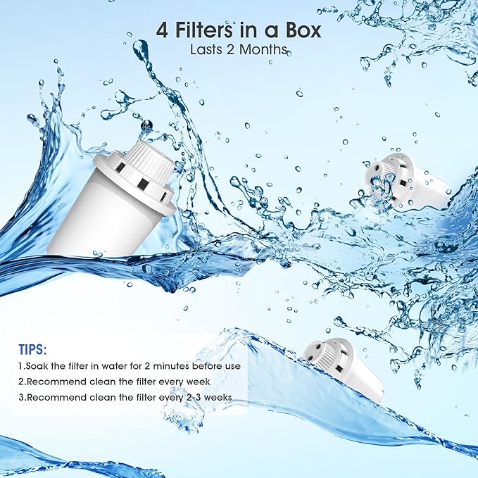 Dog Water Fountain Filters Replacement 4 Packs, 2 Months Set of Replacement Filter with 2 Sponges for PETNF Large Pet Dog Water Fountain Bowl Dispenser, Compatible with D2341/D2223/D2322/D2419 Models-PawvioPets