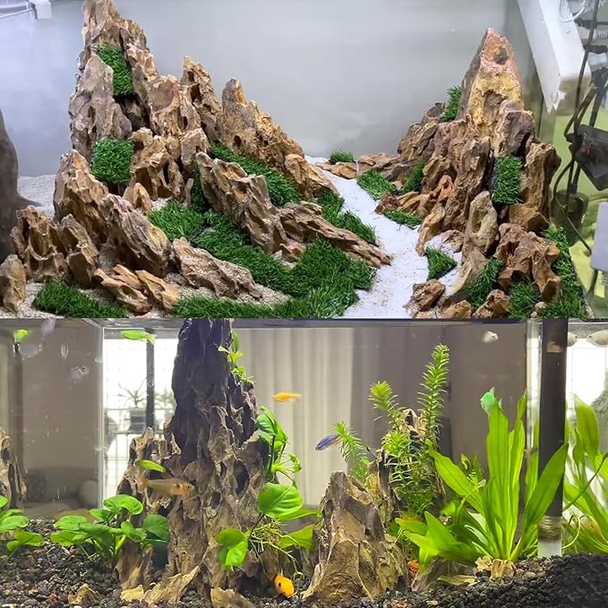 Dragon Rocks Aquarium Rock aquascaping Natural Stone Rocks Fish Tank Decor Rocks for Aquariums Landscaping Model Tank Decoration Aquarium Miniature -20Lb (2-8 inch)-PawvioPets