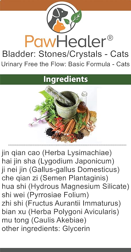 Cat & Small Dogs - Bladder Remedy for Stones & Crystals: 2 fl oz (59 ml) - Urinary Free The Flow - Basic - Made in USA - Works Great for Over 15 Years in The Herbal Business. …-PawvioPets