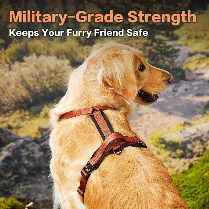 CLEPAWS Dog Harness for X-Large Dogs, No Pull Dog Harness Easy Walk with Metal Hardware, Ergonomic Y-Shaped Design, Soft Padding, Padded Handle, Durable High-Tensile Nylon (Canyon Red, XL)-PawvioPets