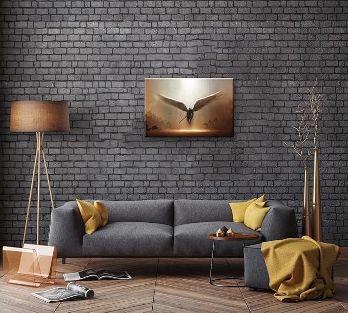 Fantasy Angel Stretched Canvas Wall Art for Living Room Bedroom Home Decoration,Abstract Anime Picture Print Painting Decor Artwork,Mysterious Wing Man Gallery Wrapped Gift,Inner Frame (20x30 Inches)-PawvioPets