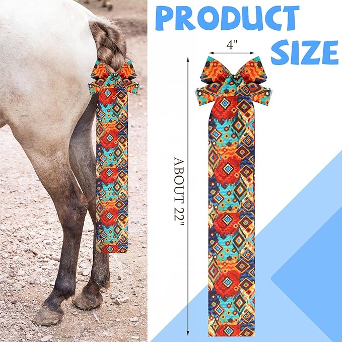 6 Pcs Horse Tail Bag Breathable Guard 22" Slip on Horse Care Tail Wrap 2 Strand Closure Straps Grooming Supplies to Keep from Dirt Breakage Rubbing 6 Designs(Aesthetic Style)-PawvioPets