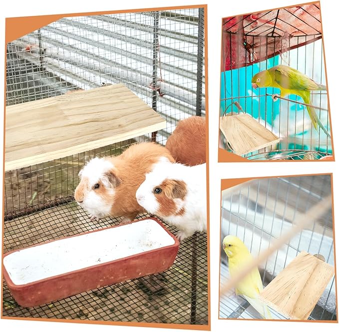 BILLIOTEAM 4-Size Bird Platforms with Wood Perches and Stand Boards - Habitat Cage Corner Shelves with Stainless Steel Washers - Ideal for Parrots, Cockatiels & Small Pets like Hamsters, Gerbils & Chi-PawvioPets