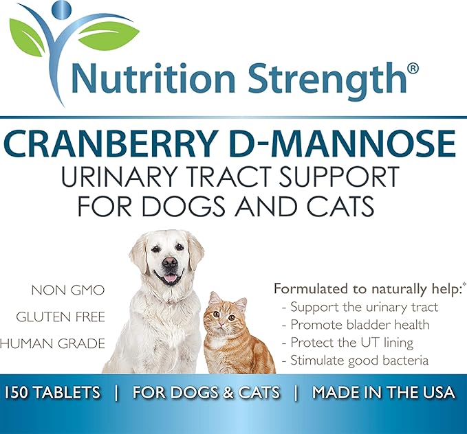 Cranberry D-Mannose for Dogs, Support for Bladder & UTI, Pet Urinary Tract + Immune Health Supplement, Cranberry for Dogs with D-Mannose & Vitamin C, 150 Chewable Tablets-PawvioPets