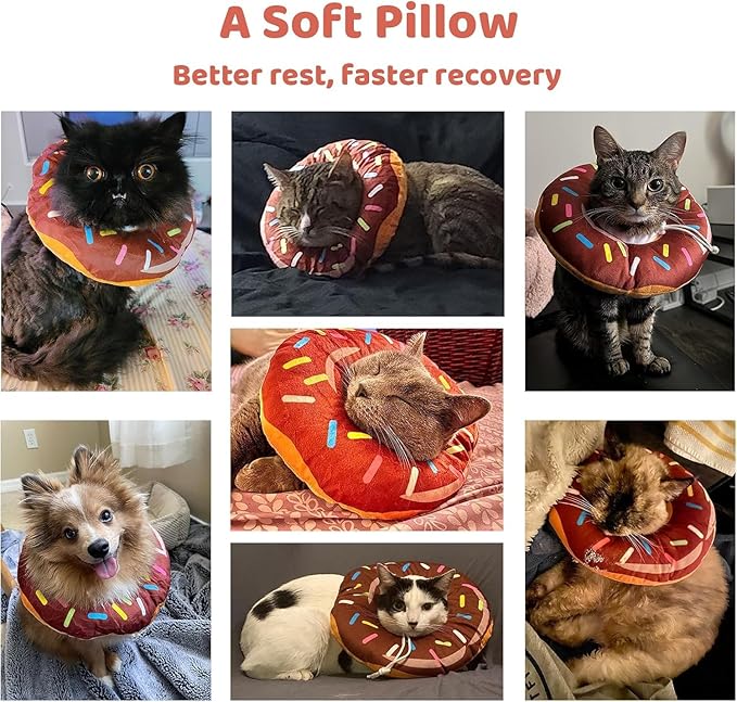 Amakunft Adjustable Cat Cone Collar Soft, Cat Recovery Collar, Cone for Cat After Surgery, Cat Neck Cone, Elizabethan Collar for Cat and Kitten (Donut S (Neck: 5"-10"))-PawvioPets