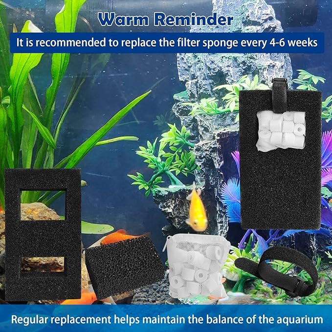 Filter Media Replacement Compatible with Fluval SPEC, EVO, Betta and Flex Desktop Aquarium, Includes 2 Carbon Filter Refills, 2 Foam Filter A1376, 2 Ceramic Rings and 2 Filter Cord-PawvioPets
