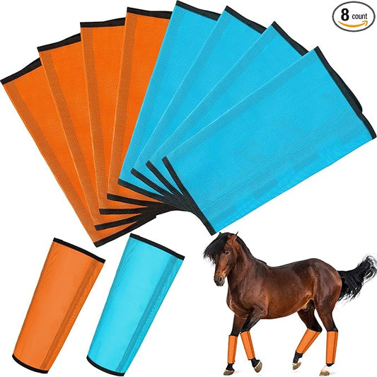 8 Pcs Mesh Fly Boots for Horse Breathable Mesh Horse Boots Protective Horse Leg Wraps Horse Leggings for Preventing Flies and Mosquitoes Bites (Light Pink, Dark Pink)-PawvioPets