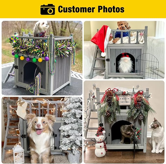 Aivituvin Dog House Feral Cat House Outdoor and Indoor,Pet Houses with Stairs,2 Storys-PawvioPets