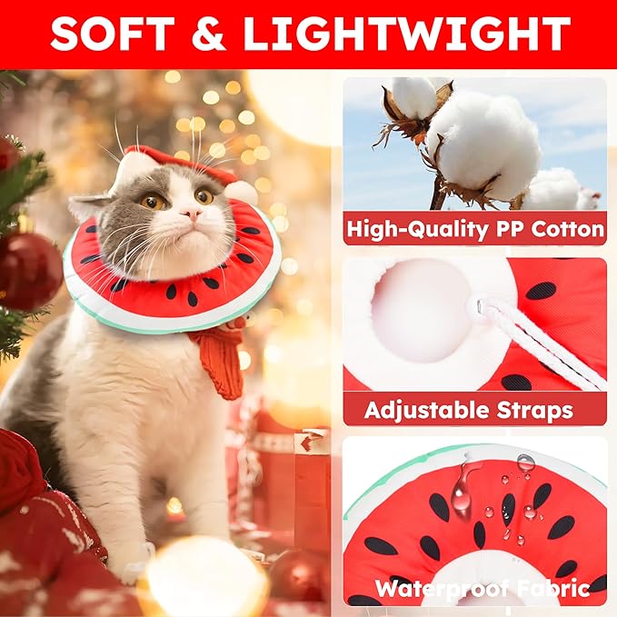 Cat Cone Collar Soft, Waterproof Cat Recovery Collar for Wound Healing Cute Donut Adjustable Kittens Cones to Stop Licking Comfortable Neck Elizabethan Collars for Cats Kittens After Surgery-PawvioPets
